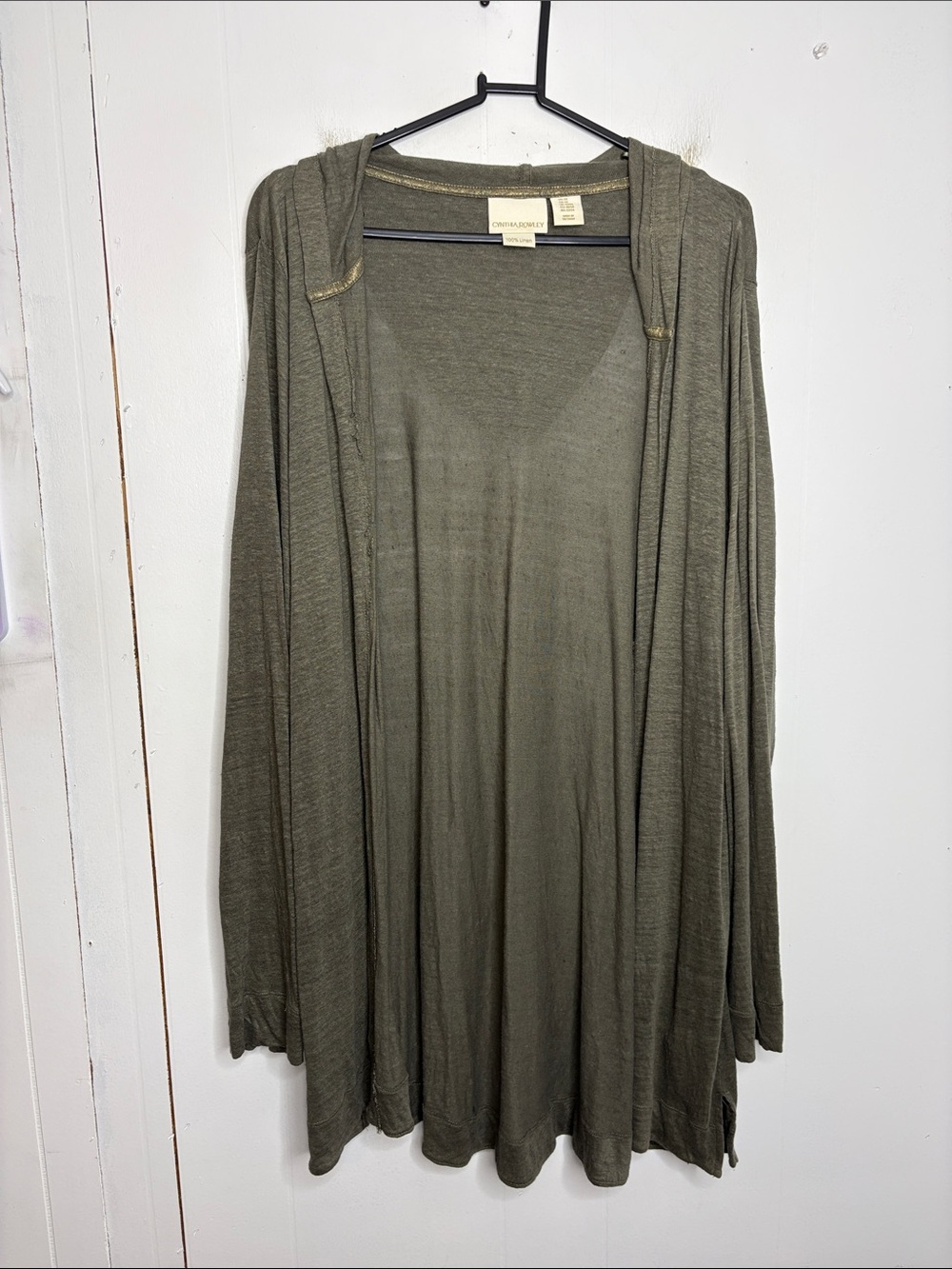 Cynthia Rowley Sweater Womens 2X Sage Lightweight Hooded Cardigan Long Modest
